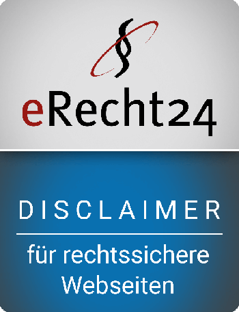 Disclaimersiegel eRecht24 Internetrecht von Rechtsanwalt Sören Siebert